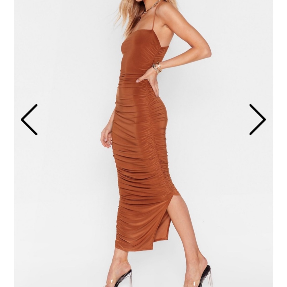 Nasty gal ruched orange dress